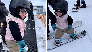 Little Dude Is The Coolest Snowboarder Ever