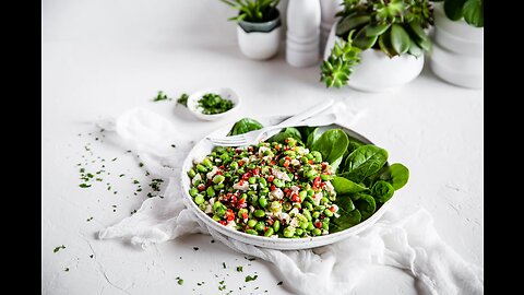 High protein vegetarian plate with edamame and feta cheese