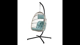 Patiorama Indoor Outdoor Egg Swing Chair Without Stand, Patio Wicker Rattan Hanging Chair w/Cus...