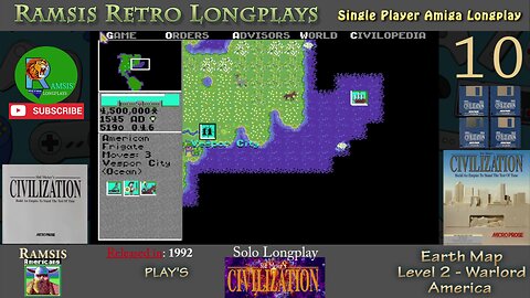 Sid Meier's Civilization | 1992 | Amiga | Warlord | EARTH | America - Episode #10 | Longplay