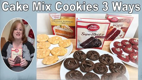 CAKE MIX COOKIES 3 WAYS | Easy Holiday Cookies | Choc Mint, Red Velvet Kiss, Creamsicle