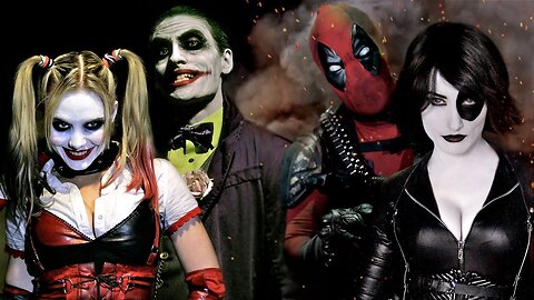 JOKER & HARLEY QUINN vs DEADPOOL & DOMINO - Super Power Beat Down