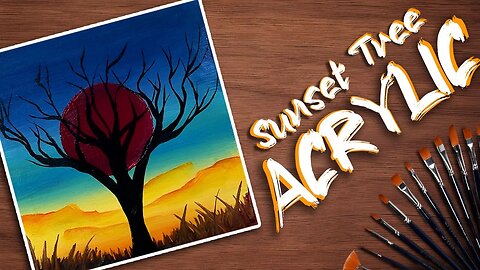 Sunset Tree Acrylic Painting Tutorial for beginners