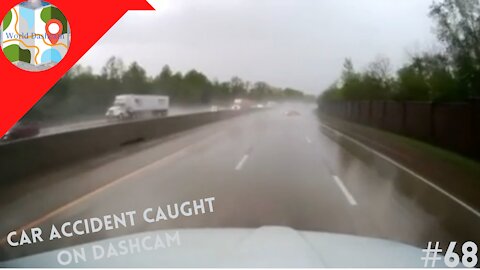 Driver Speeds On a Rainy Freeway, Not Know The Events Ahead - Dashcam Clip Of The Day #68