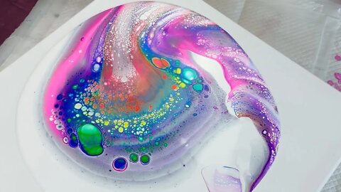 Vivid Rainbow Colors Open Cup Acrylic Pour Technique - Silicone Cells Fluid Art