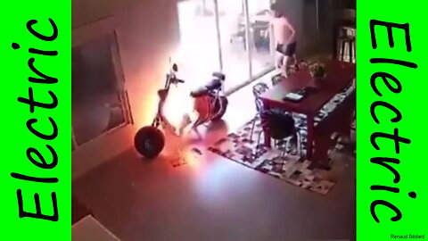 WARNING RECHARGING ELECTRIC SCOOTER CATCHING ON FIRE INSIDE HOME