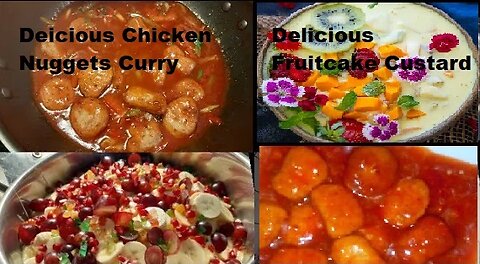 Sweden vlog| Chicken Nuggets Curry Recipe | Delicious Fruitcake Custard