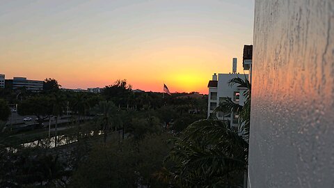 sunset over Trump National Doral. Miami American Flag.