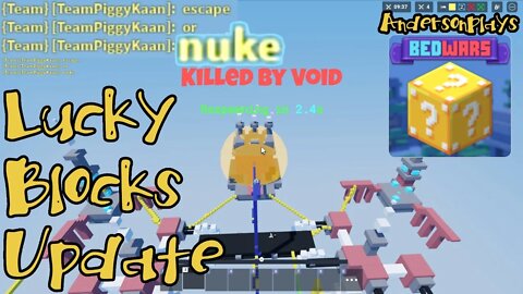AndersonPlays Roblox BedWars 🍀 [LUCKY BLOCK!] - Lucky Block Update - New Exclusive Items! Nukes!
