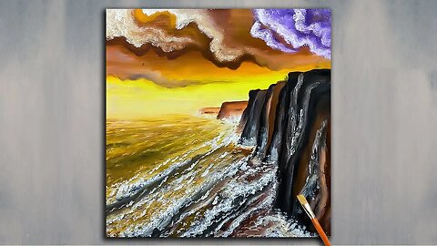 Storm Clouds & Crashing Waves | Acrylic Painting for Beginners