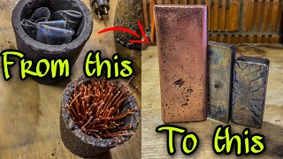 MELTING COPPER AND LEAD INTO INGOTS / SCRAPPING / ASMR METAL MELTING #backyardmelting #meltingcopper