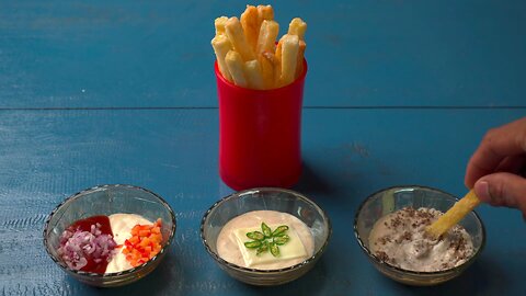 French fries with French sauces - Triple-cooked Potato fries / Mcdonald fast food