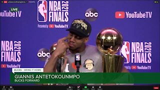 Giannis gets emotional thanking his family for supporting his NBA journey