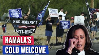 KAMALA’S Met at The Border with massive sign saying go home trump won