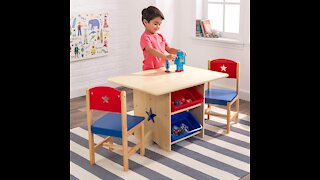 KidKraft Wooden Star Table & Chair Set with 4 Storage Bins, Children's Furniture