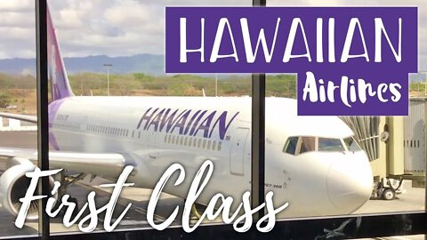 Flying First Class on Hawaiian Airlines Boeing 767 from Kauai to Honolulu, Hawaii