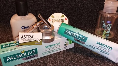 Palmolive shave cream Sensitive review. Astra Blade on Edwin Jagger DE89 ( Top Combo )