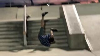 This skateboarder won't let a fall spoil his fun