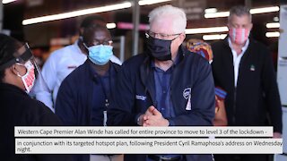 South Africa - Cape Town - Premier Alan Winde calls for Westen Cape to move to level 3 of lockdown (video) (uZK)