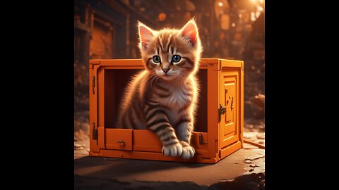 Adorable Kitty's Purrfect Box Fort - Playful Kitten Explores Cardboard Castle