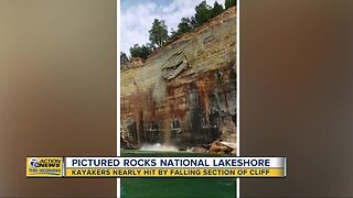 Kayakers nearly hit by falling section of cliff at Pictured Rocks