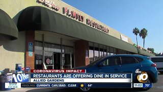 Restaurants are offering dine in service