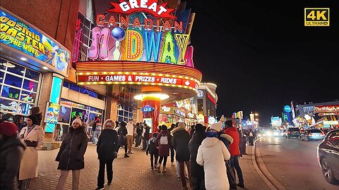 Discover CANADA - Niagara Falls Downtown Clifton Hill Attractions Night walk 4k