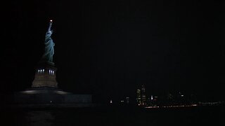 New York Night Skyline in the 1980s