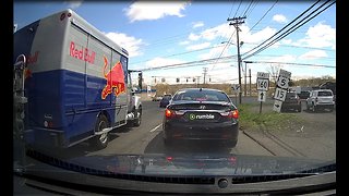 Illegal passing and a Red Bull truck runs Red