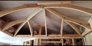 4 way arched ceiling w/ Japanese larch