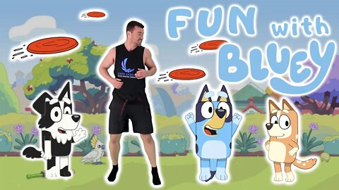 FUN with BLUEY! Can you help Bluey? (GAMES - frisbee)