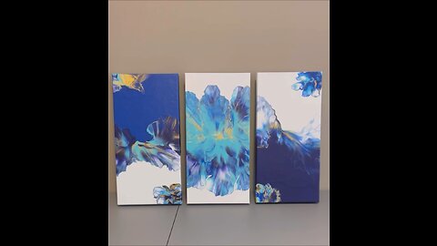 Dried Results of my latest Triptych ~ Fluid Art ~ Dutch Pour