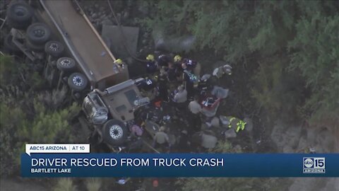 MCSO: Driver rescued from truck after crashing at Bartlett Lake