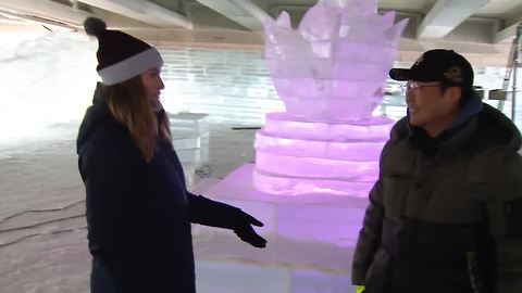 Julia Mancuso checks out the snow festival in PyeongChang