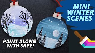 'Mini Winter Scenes' - easy hand painted ornament tutorial - DIY painted Christmas ornaments