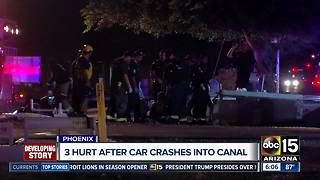 Three hurt after car crashes into Phoenix canal
