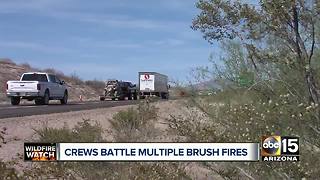 Crews battle human-caused brush fire near Sunflower