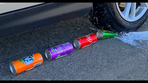 Car vs. Cans of Soda - Crush & Destroy!