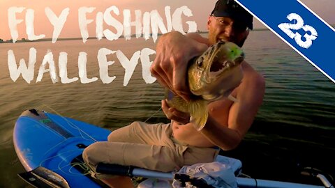 FLY FISHING WALLEYE - From a StandUp Paddleboard in South Dakota