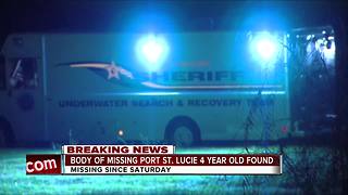 Missing 4-year-old Port St. Lucie girl's body found in pond