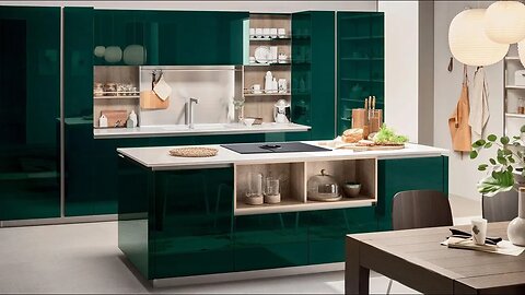 Kitchen Cabinet ideas | Modular Kitchen Green Color🟢