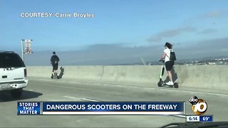 Dangerous scooters on the freeway