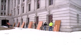 Windows boarded up at Wisconsin State Capitol ahead of possible unrest before Biden's inauguration