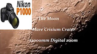 The Moon and Mare Crisium crater with Nikon P1000 max zoom 12000mm