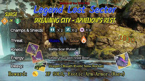 Destiny 2 Legend Lost Sector: Dreaming City - Aphelion's Rest on my Solar Titan 12-20-23
