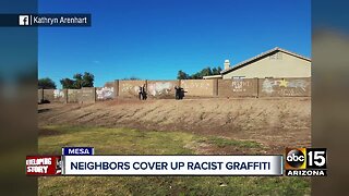 Community comes together to cover up racist graffiti in Mesa neighborhood