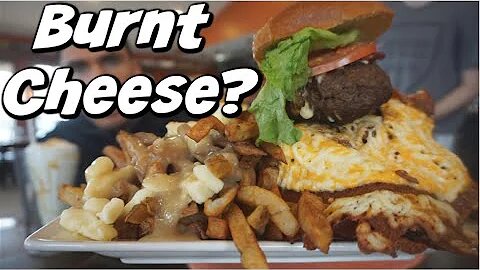 REVENGE BURGER CHALLENGE - Weird Cheesy Burger! Man Vs Food cc by Joel Hansen
