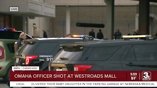 Suspect arrested, officer shot at Westroads Mall