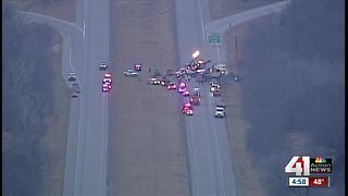 I-435 closed at 96th Street as crews clean up overturned cattle trailer