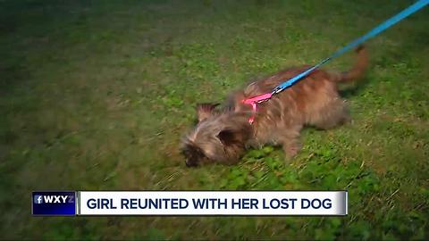 Girl reunited with her lost dog